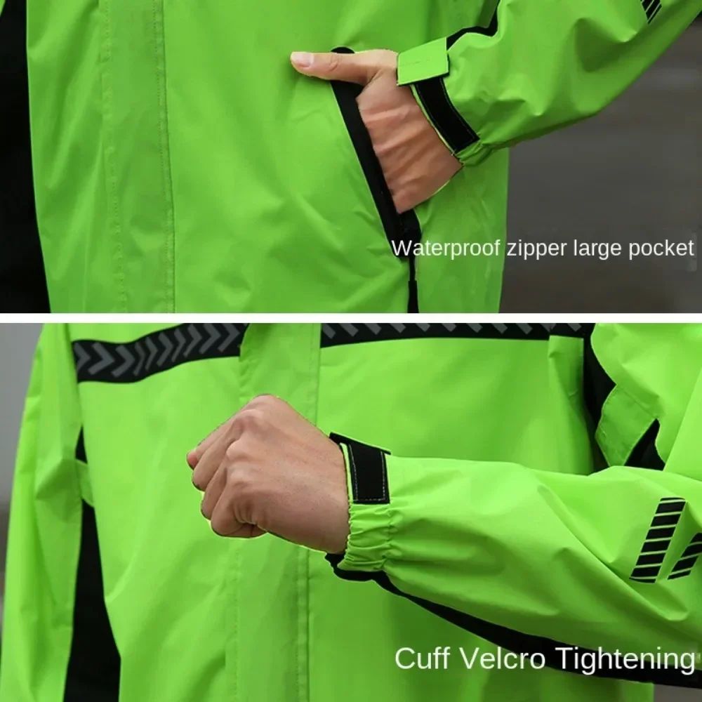 Motorcycle Riders Durable Lightweight Waterproof Cycling Suit Windproof Raincoat and Pants Set