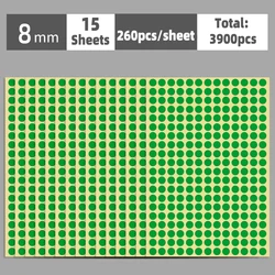 Colorful Multi-Size Self-Adhesive Dot Label Stickers - 15 Sheets for Versatile Organization and Decoration (Deep green)