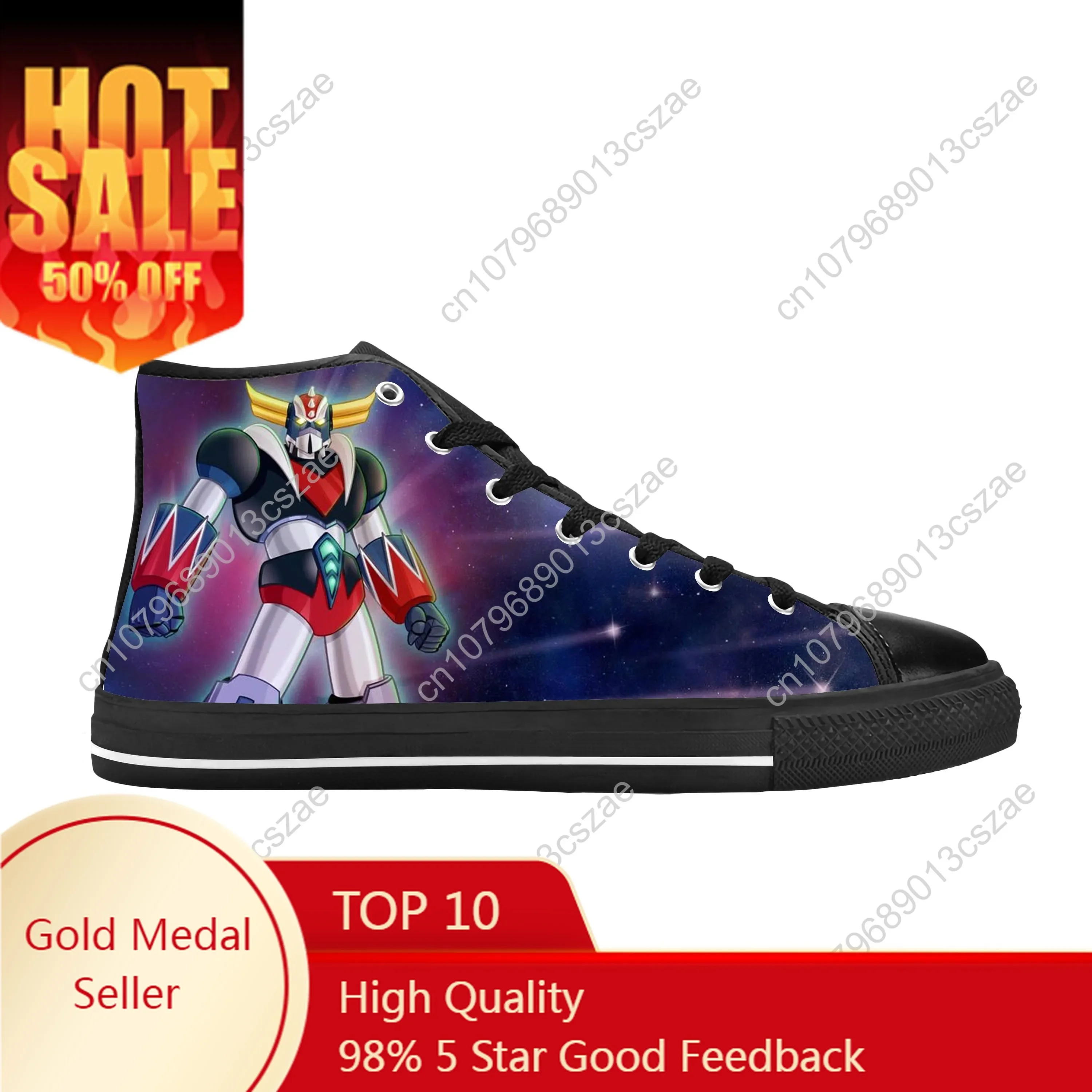 Anime Cartoon Manga UFO Robot Grendizer Goldrake Casual Cloth Shoes High Top Comfortable Breathable 3D Print Men Women Sneakers