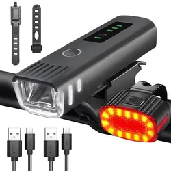 Ultra - Bright USB Rechargeable Bicycle Light Set with Smart Sensor & Waterproof Design (Front and Rear Lamp)
