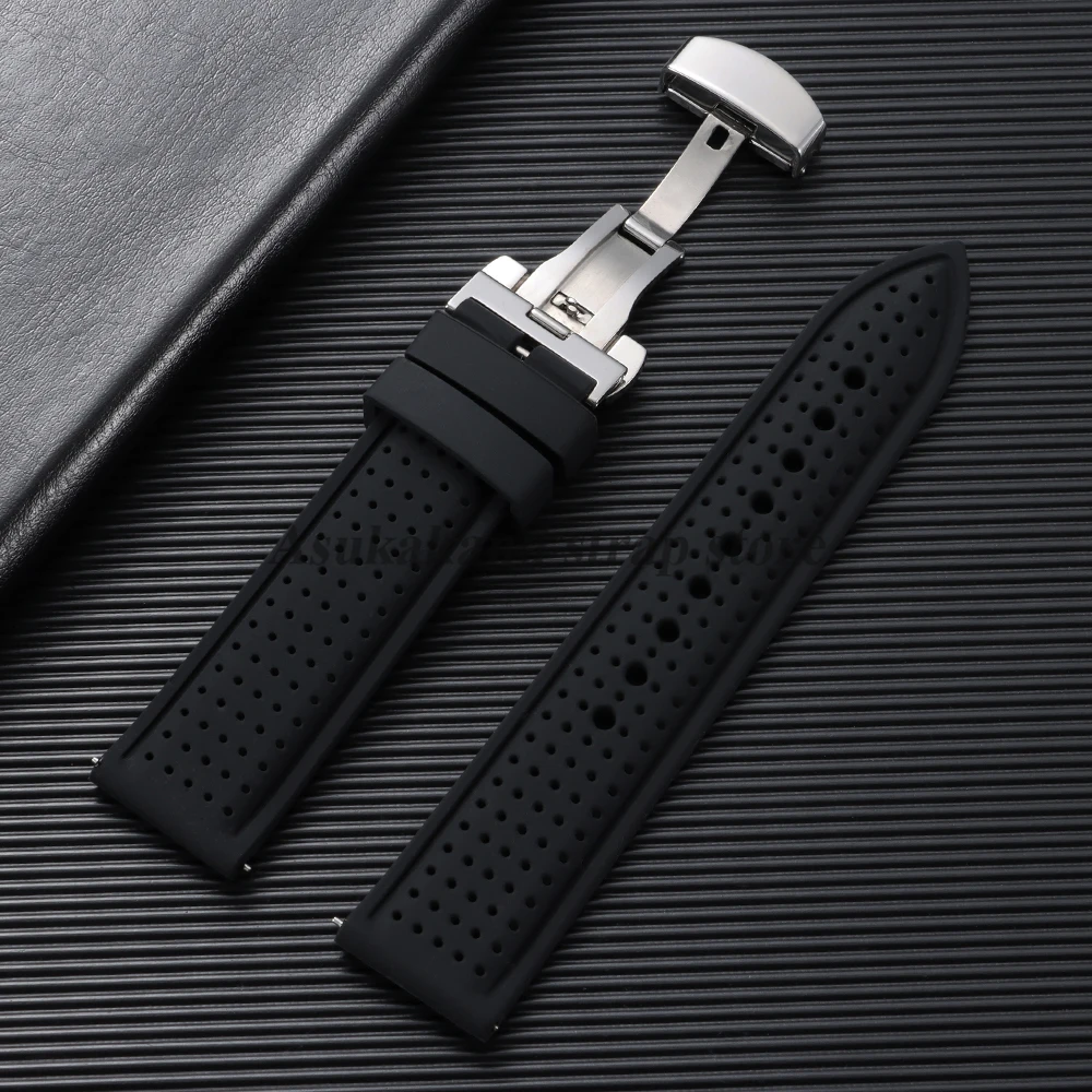 Breathable Silicone Watch Band with Butterfly Buckle
