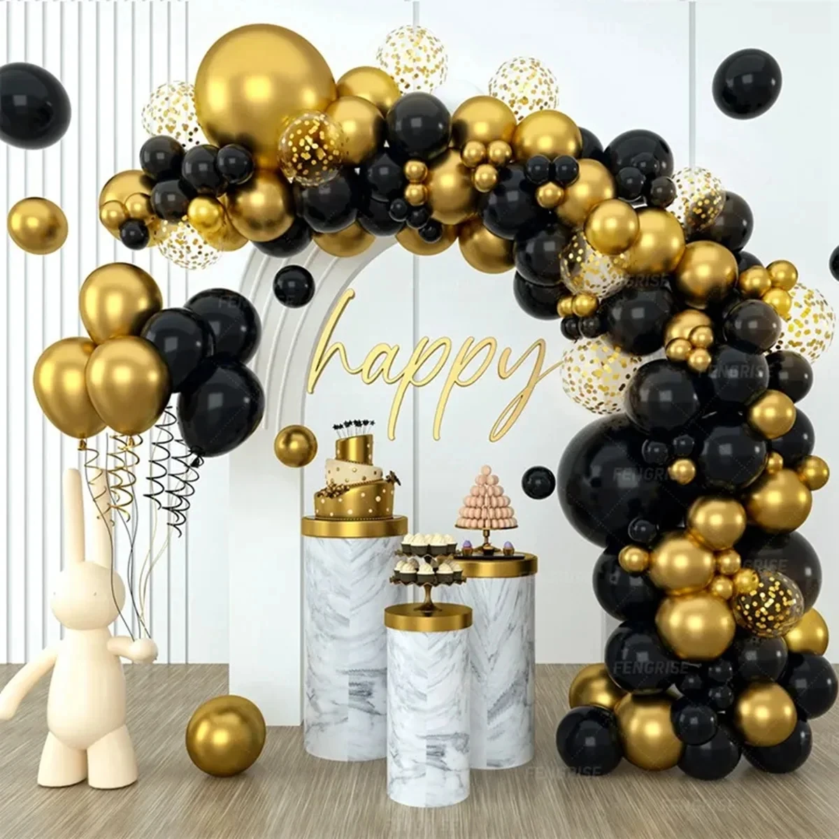 Decorazione Compleanno 14 Anni Ragazza E Ragazzo, Set Palloncini Neri Con Numero 14, Scritta Happy Birthday E Coriandoli, Tema Nero Per Festa Indimenticabile