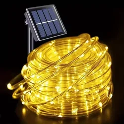 Solar LED Waterproof Fairy Tube Lights - Outdoor Decorative String Lighting for Home, Garden, Patio, and Wedding Decor (Warm White)