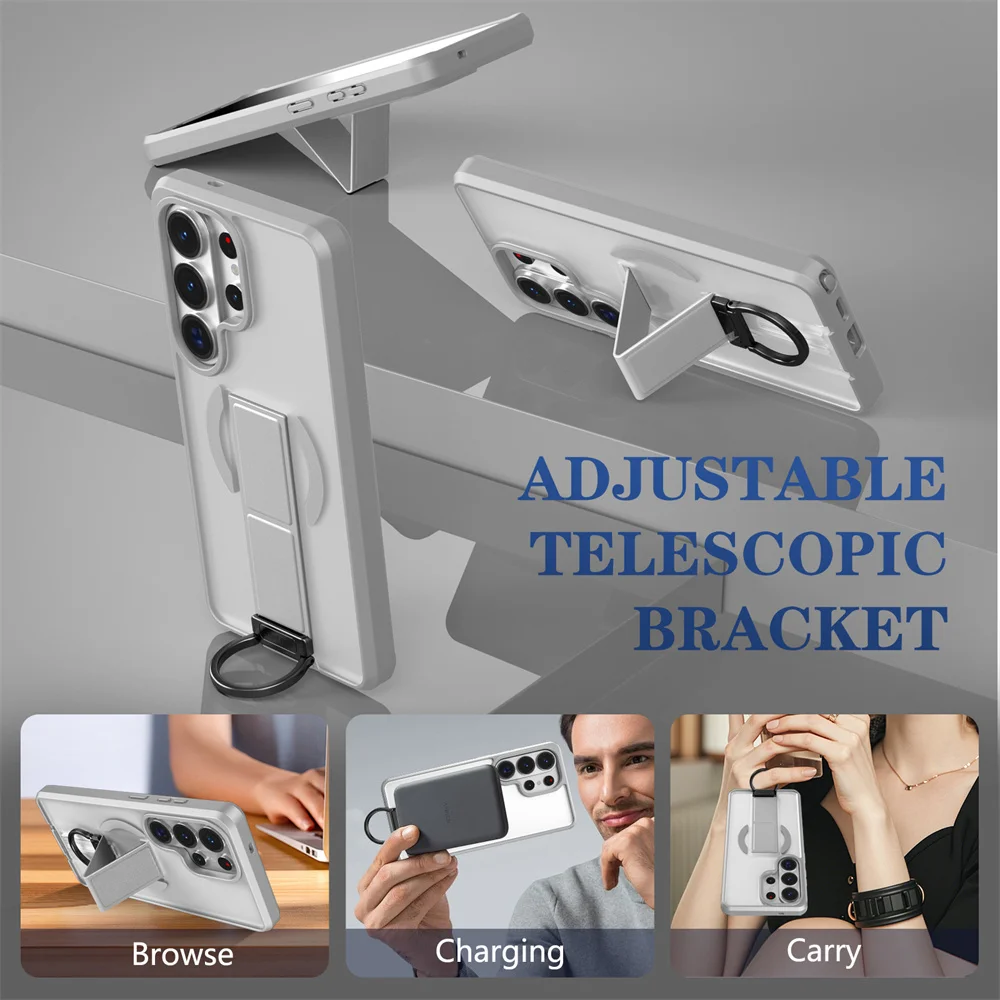 Magnet Folding Magnetic Stand Phone Case with Frosted Slim PC Translucent Cover