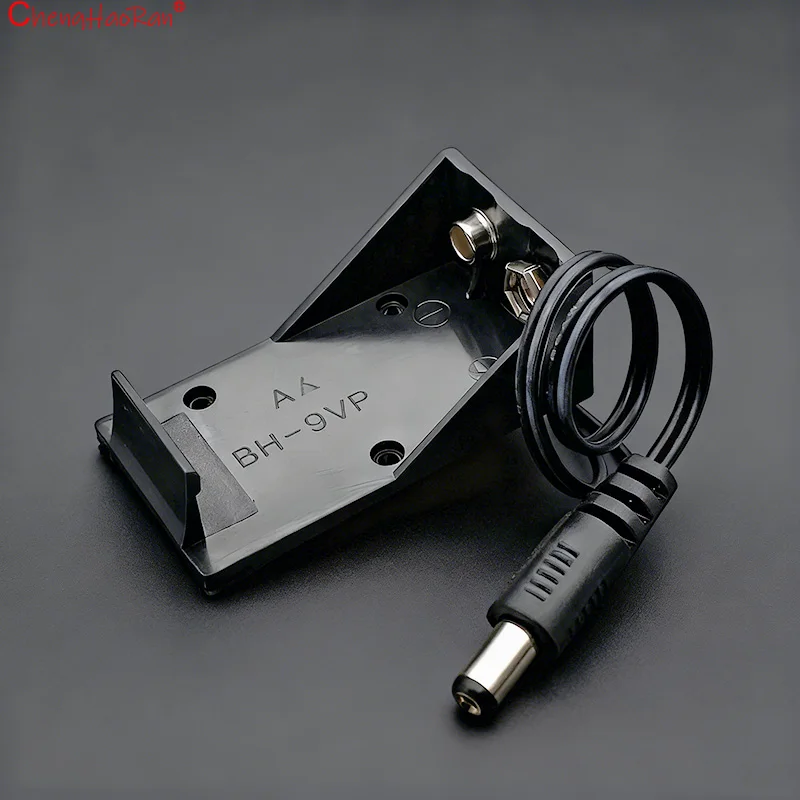 5개입 9V 사각 배터리 박스 5.5 * 2.1mm DC 플러그 커버 및 리드 와이어 포함 다양한 전자 제품용 (멀티미터 등)