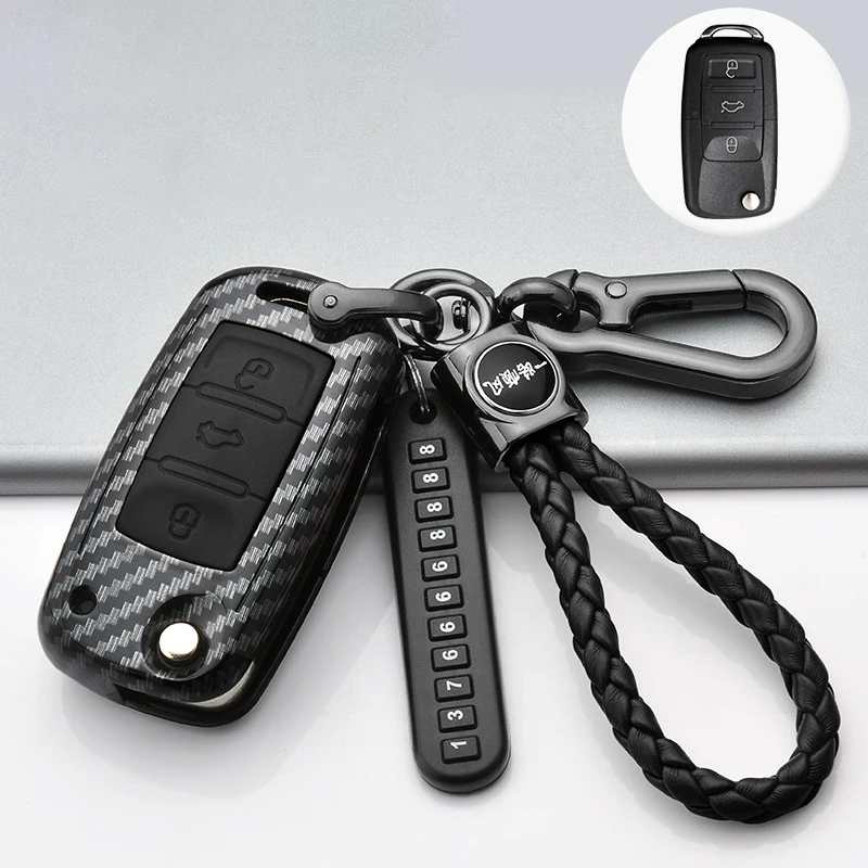 Premium Silicon Carbon Fiber Car Key Cover Case