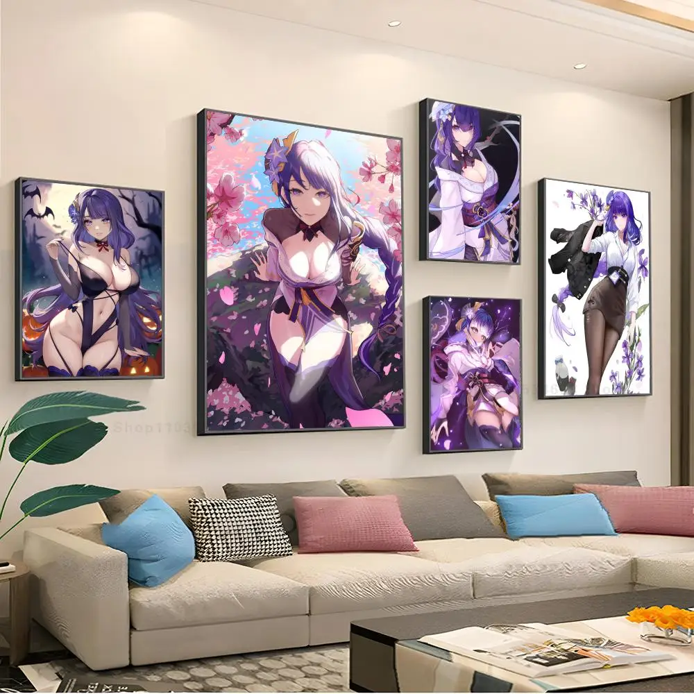 

Genshin Impact Raiden Shogun Poster Paper Print Home Living Room Bedroom Entrance Bar Restaurant Cafe Art Painting Decoration