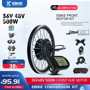 Kit di conversione bici elettrica 36 v48v 500W motore mozzo ruota anteriore Brushless Gear 20 24 26 27.5 28 29 pollici 700C per Kit motore Ebike