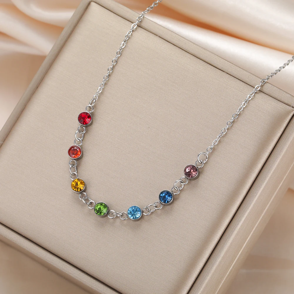 Dawapara Regenbogen Sieben Chakren Kristall Heilung Halskette Chakra Schutz Kristalle Halsband Spirale Charm Edelstahl Schmuck – Detail 24