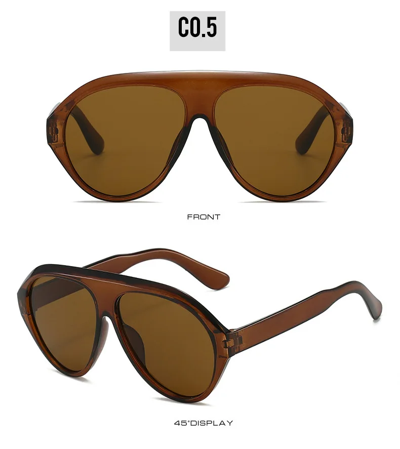 Vintage-Sonnenbrille mit großem Rahmen für Damen, runde Piloten-Sonnenbrille in Schwarz mit Farbverlauf, coole Herren-Sonnenbrille, Designer-Sonnenbrille aus einem Stück für Männer – Detail 22