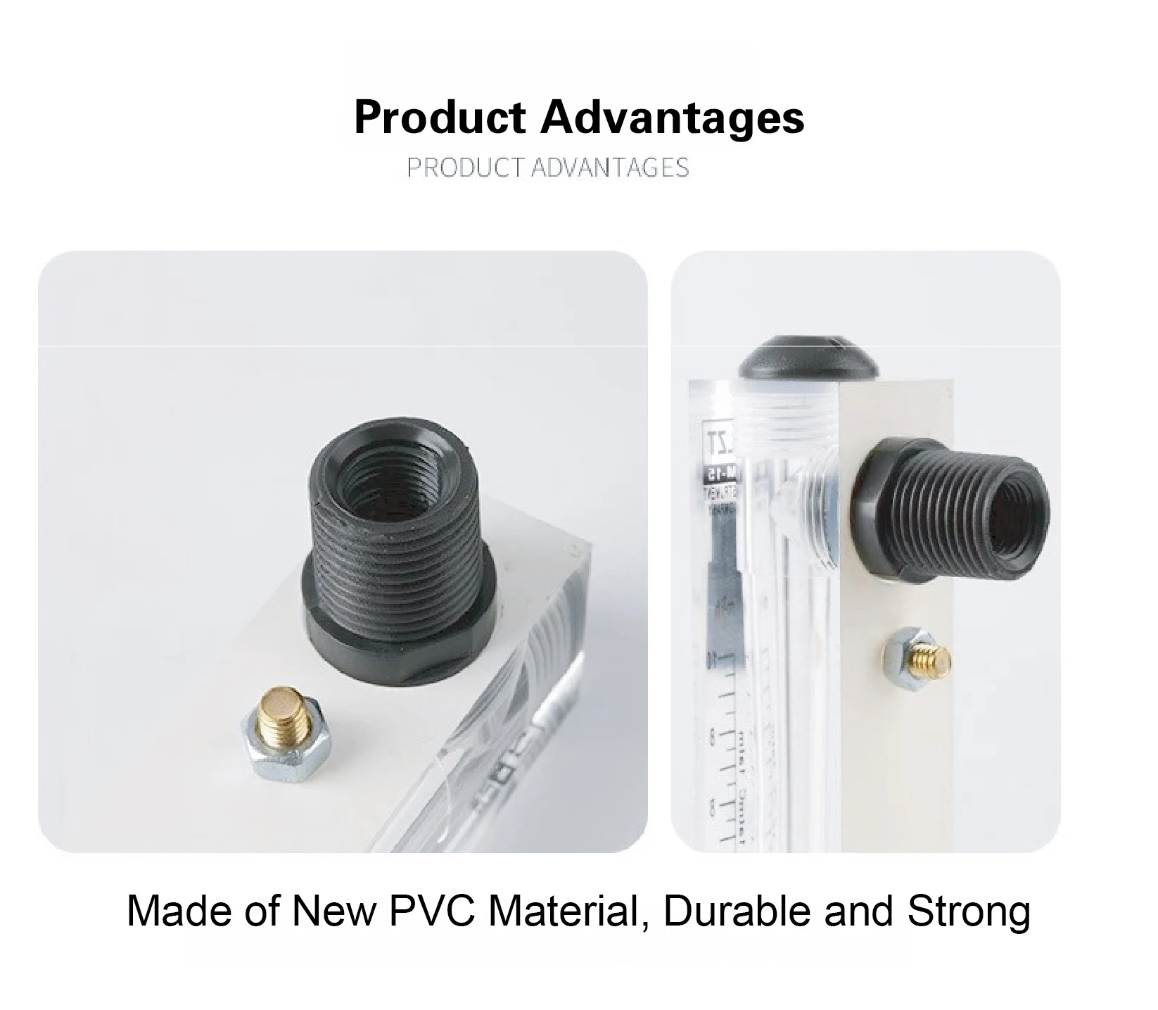 Acrylic Rotameter Flow Meter LZM-15ZT with Control Valve Panel Mount Transparent