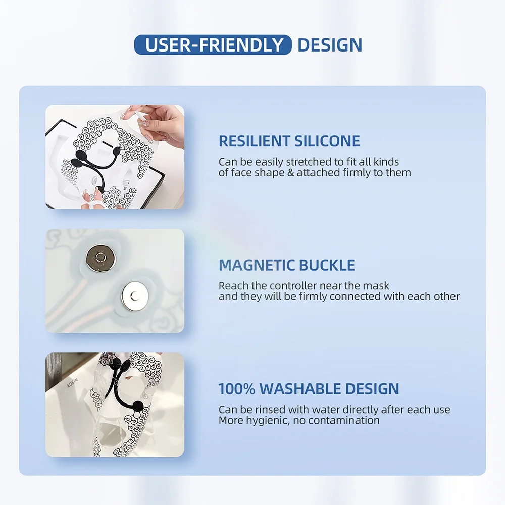 EMS Facial Beauty Mask Face Lifting Vibration Massager Slimming Tightening Remove Edema
