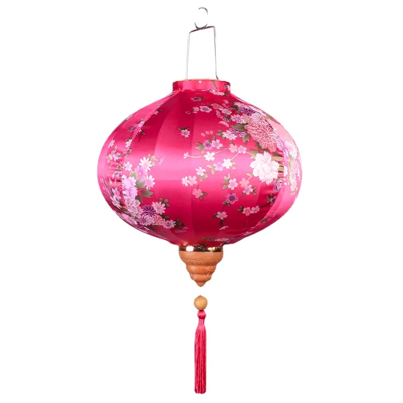

Mid-Autumn Festival Palace Lantern Outdoor Ornaments Antique Printing Silk Cloth Restaurant Teahouse Wedding Pendant round Red