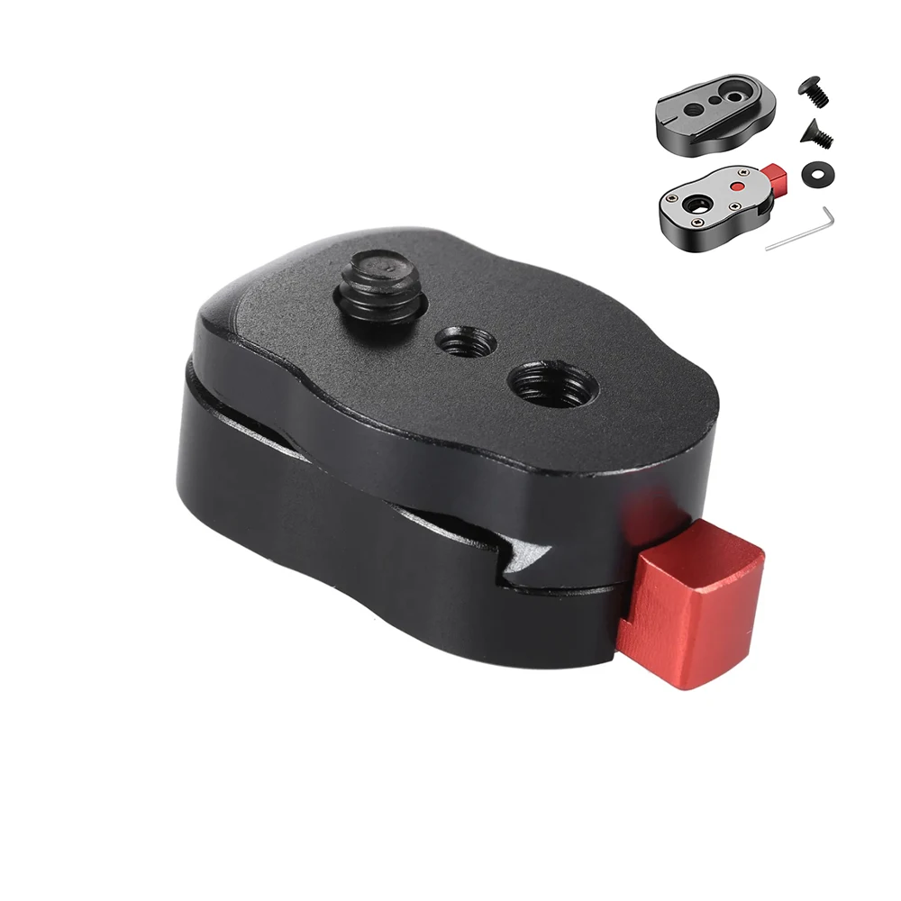 1/4 인치 스레드가있는 모든 삼각대 관절 암 마운트 및 비디오 모니터용 빨간색 알루미늄 및 스틸 미니 퀵 릴리스 플레이트 