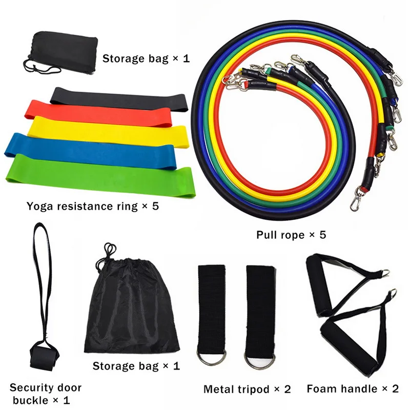 17 Pcs/Set Latex Resistance Bands Crossfit Training Exercise Yoga Tubes With Bag 