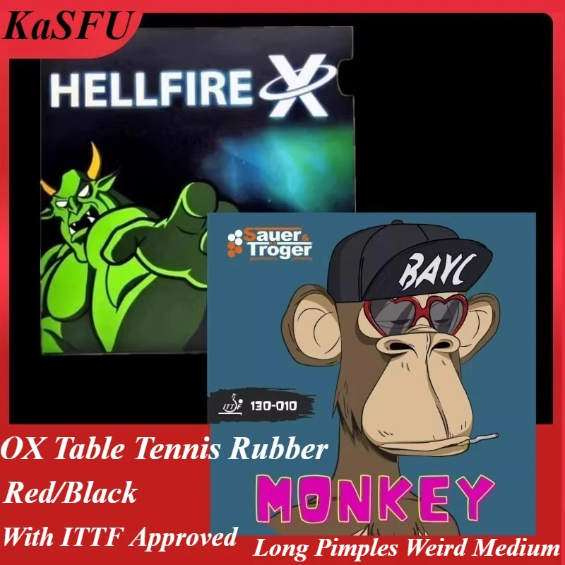 KaSFU OX Table Tennis Rubber Long Pimples Weird Medium Granular Anomalous Rotation Red/Black Ping Pong Long Pips Rubber ITTF