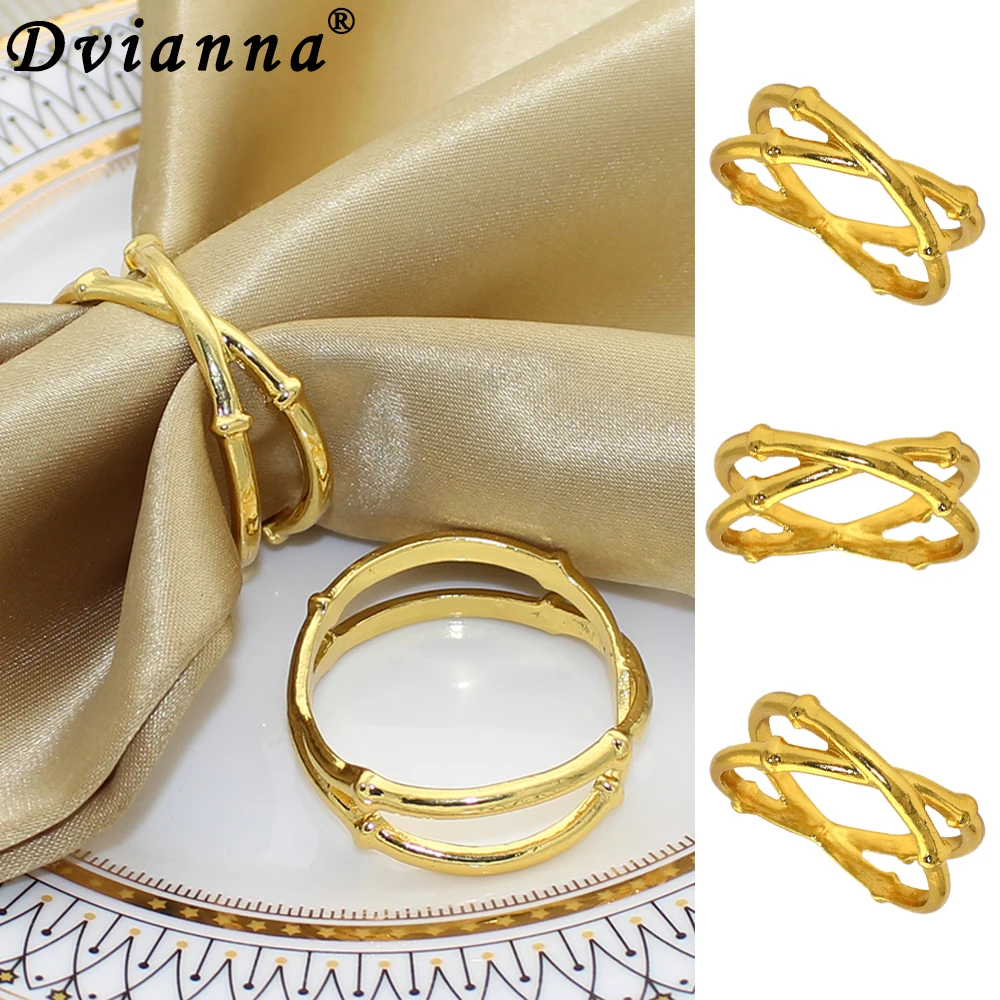 

Dvianna 6/12/24Pcs Bamboo Knuckles Style Gold Napkin Holder Ring for Wedding Family Dinner Party Christmas Thanksgiving HWM129