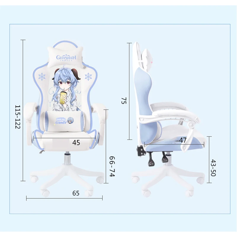 2024 New Game Chair Genshin Ergonomics Computer Chair Home Study Chair Cartoon Comic Chair Lift Rotate Reclining Office Chairs 6