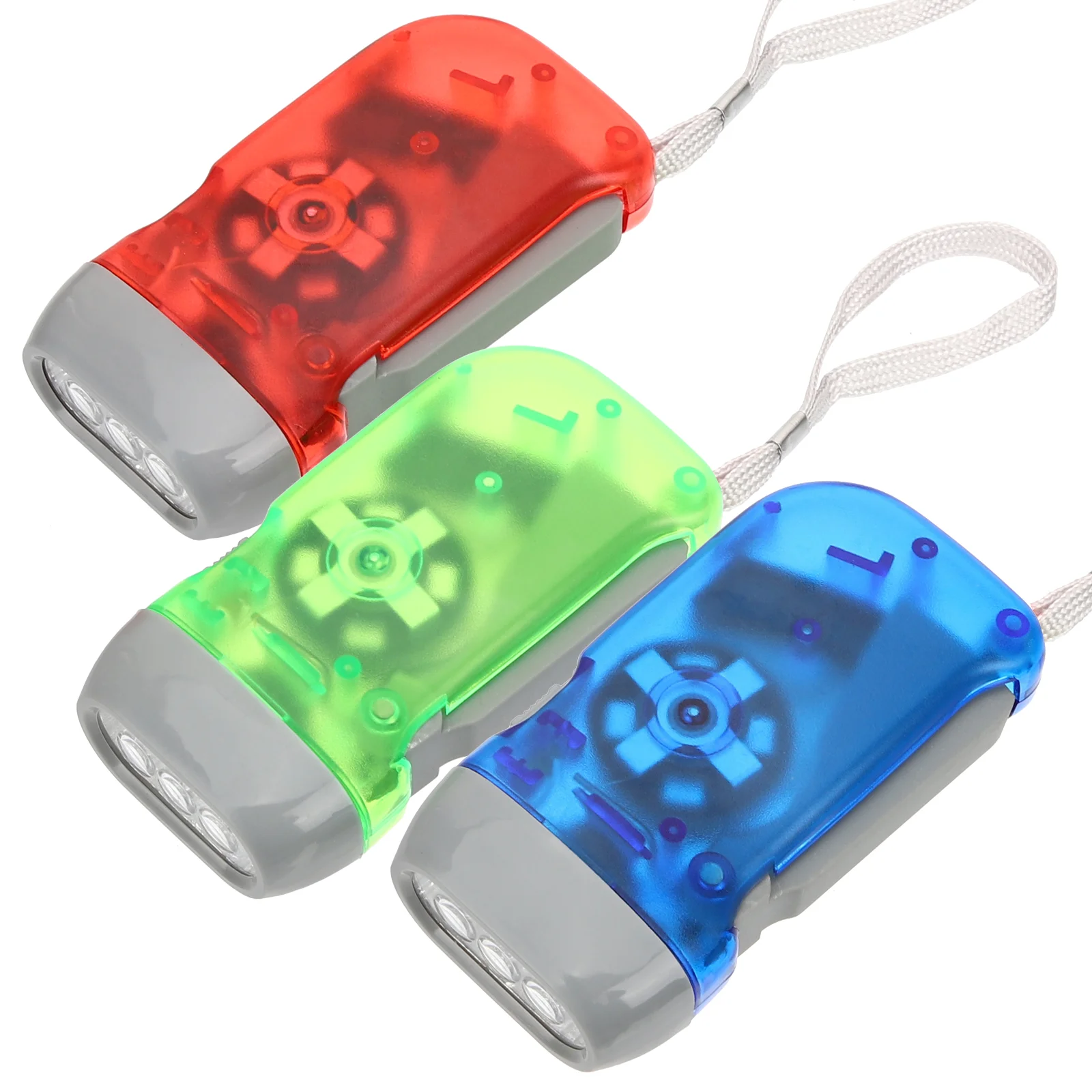 

3 Pcs Crank Flashlight Lantern Glare Hand Spring Pole for Dogs Plastic Portable Torch Wind up Generator