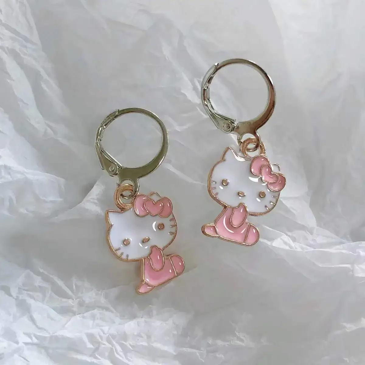 Silver Hello Kitty Bear Drop Dangle Earrings!! | eBay