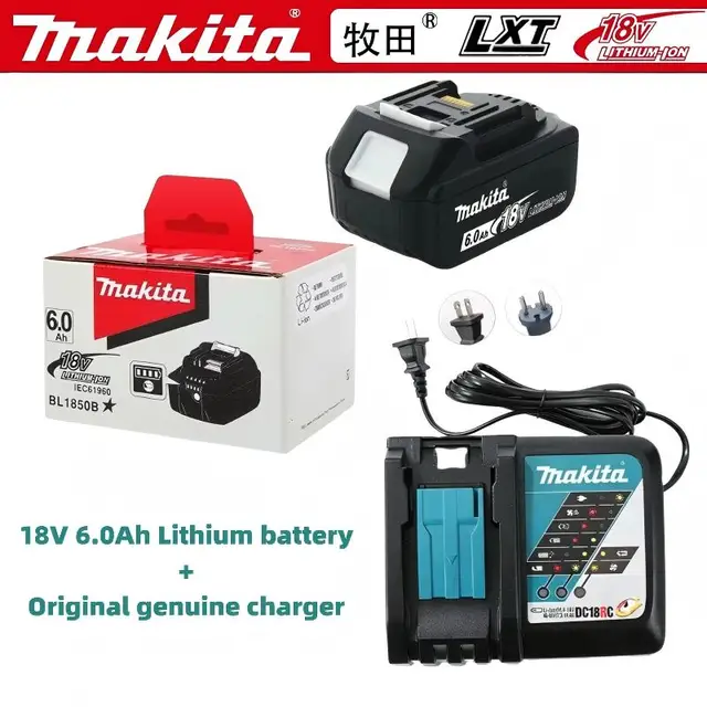แบตเตอรี่ลิเธียมแท้จากมากีต้า 18V 6.0Ah 5.0Ah 9.0Ah ใช้ได้กับเครื่องมือลิเธียมมากีต้าทุกรุ่น 18V รุ่น 197425-8 BL1860B 1