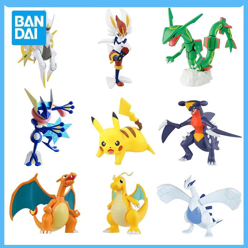 

Original BANDAI Pokemon Pikachu Anime Figure Lunala Lucario Mewtwo Kyurem Eevee Plastic Assembly Model Kit Action Toys Figures