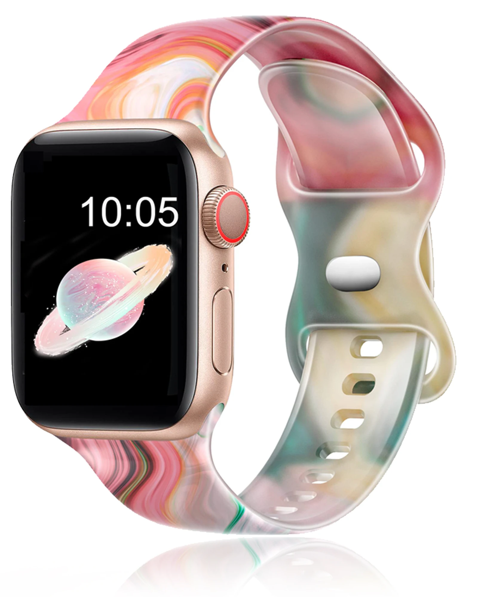 

Силиконовый ремешок с принтом для Apple Watch Band 40 мм 44 мм 45 мм 49 мм 41 мм 38 мм, прозрачный браслет для iWatch series 8 6 5 3 se 7 ultra