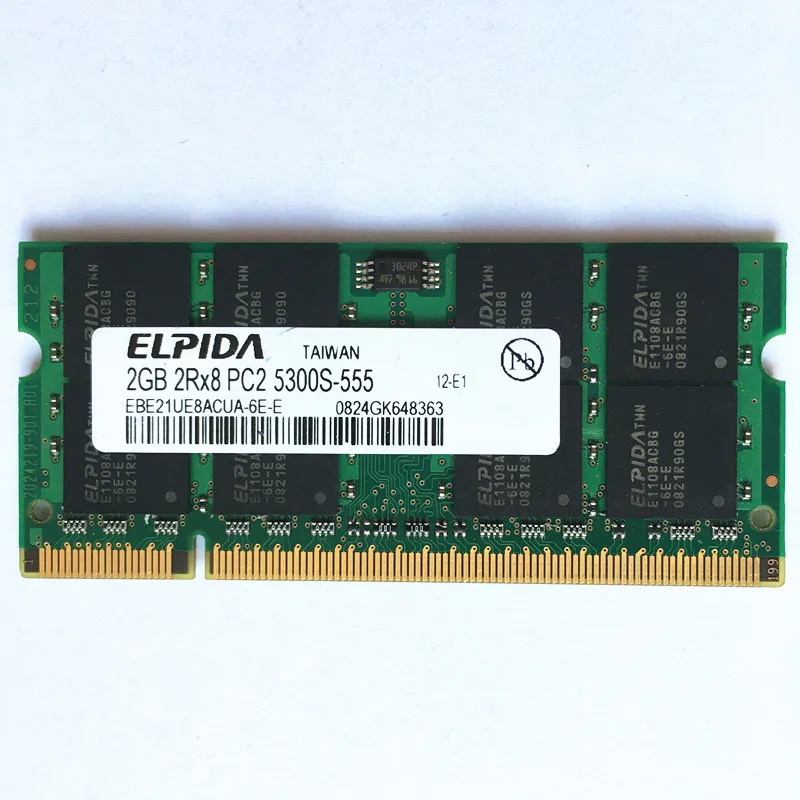 

ELPIDA DDR2 RAMS 2 Гб 667 МГц память для ноутбука 2 Гб 2Rx8 PC2-5300S-555 ddr2 667 2 Гб rams для ноутбука