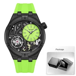 MEGIR Orange Sport Waterproof Men's Quartz Watch with Luminous Hands and Silicone Strap (Green - Box)