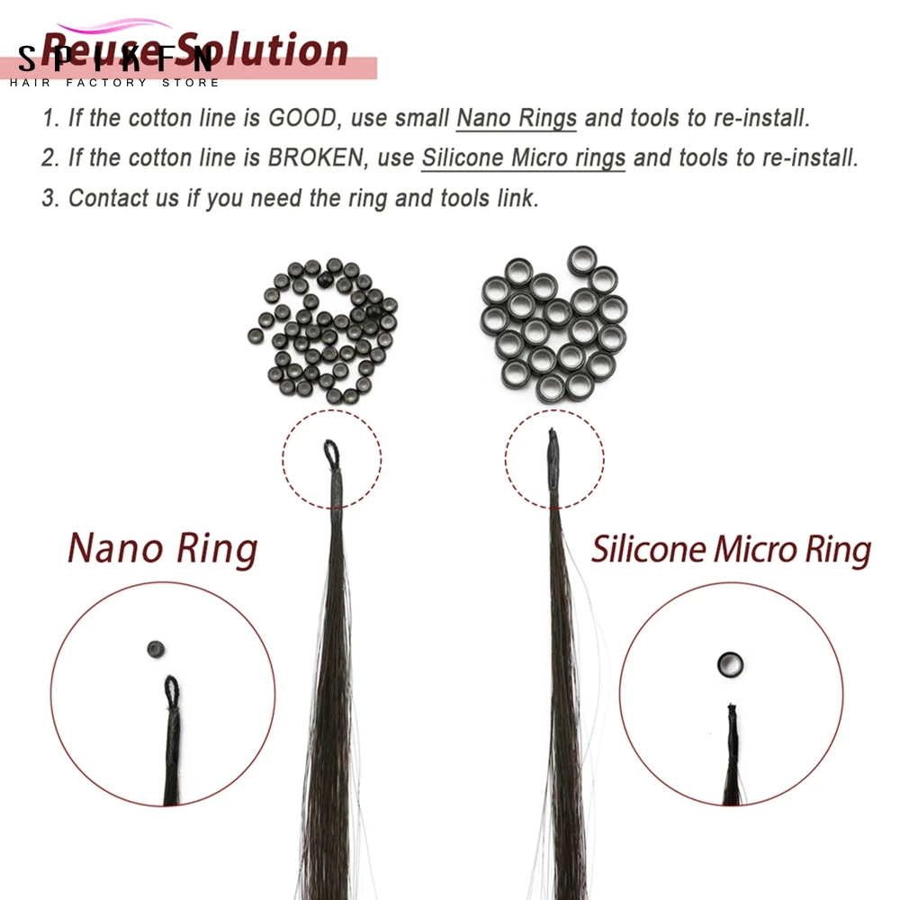8D Human Hair Extensions 12" 16" 20" Nano Ring Link Extensions 0.6g/s Machine Remy Human Microlink Beads Hair 30G