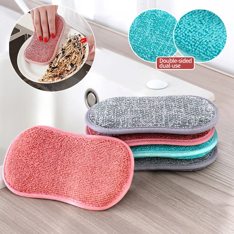 6 Pièces Éponge De Nettoyage De Cuisine Double Face Avec Technologie Nano,  Éponge De Nettoyage Magique Pour Plat Et Pot, Grattoir À Vaisselle, Chiffon  De Nettoyage, Mode en ligne