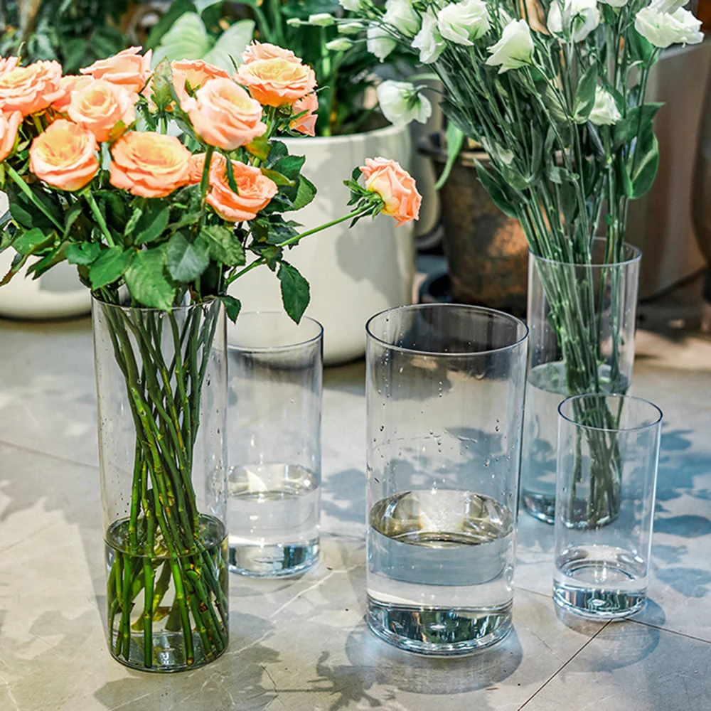 1Pcs Shatterproof Plastic Vases Tall Large Transparent Flower Vase Hydroponic Decoration Flowerpot  Acrylic Cylinder Vases 3