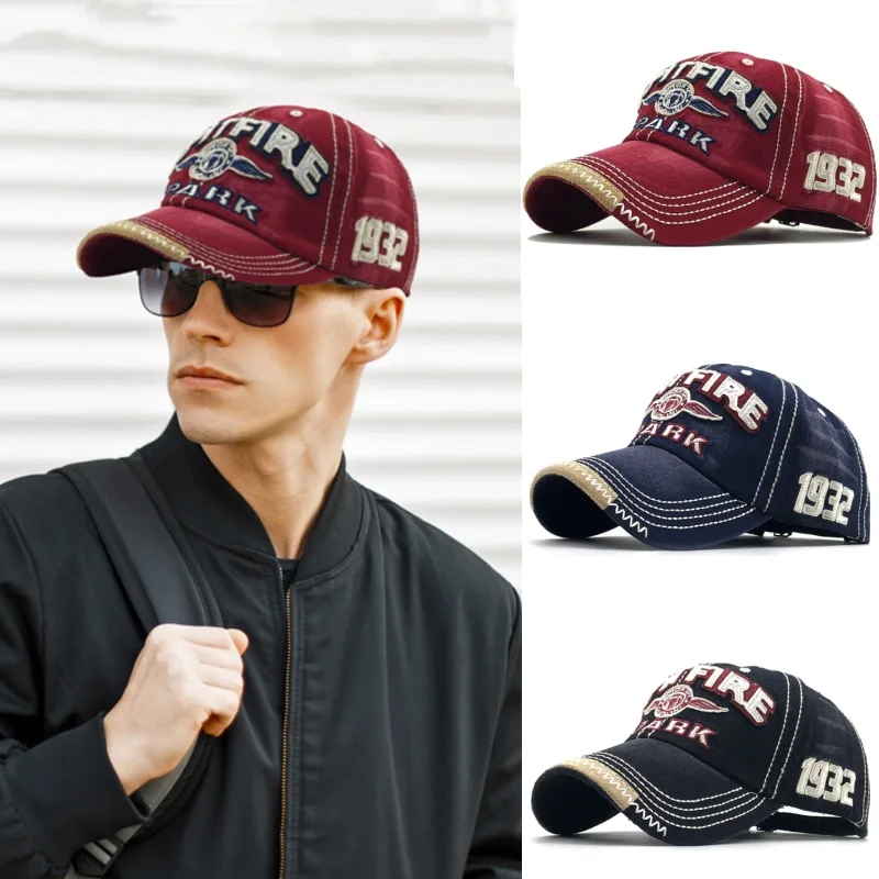 Retro Washed Cotton Sports Golf Baseball Cap Unisex Embroidered Letter Printed Outdoor Sunshade Sunhat Hip Hop Hat Trucker Visor