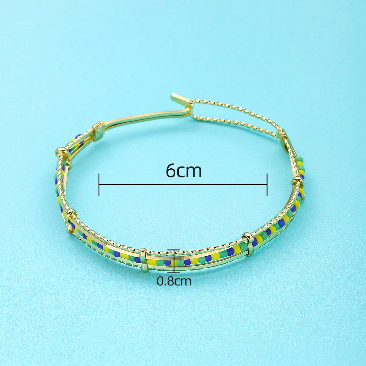 G&D Ourla Bohemia Oshun Beads Bangle for Women Gift Gold Plated Babalawo Green and Yellow Beads Bangle Orula Bracelet 4