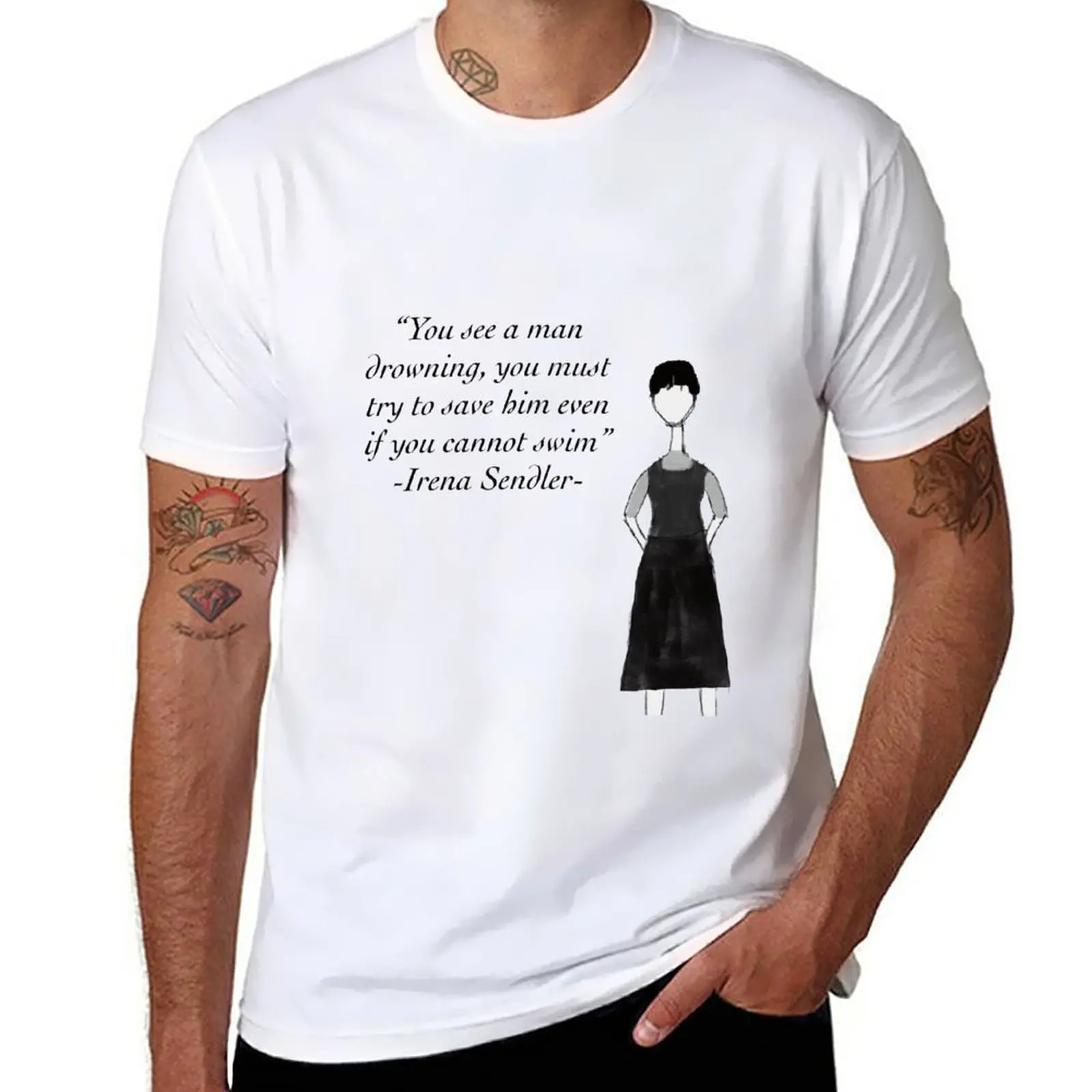 Новая футболка с цитатами Irena Sendler, Винтажная футболка, мужские футболки