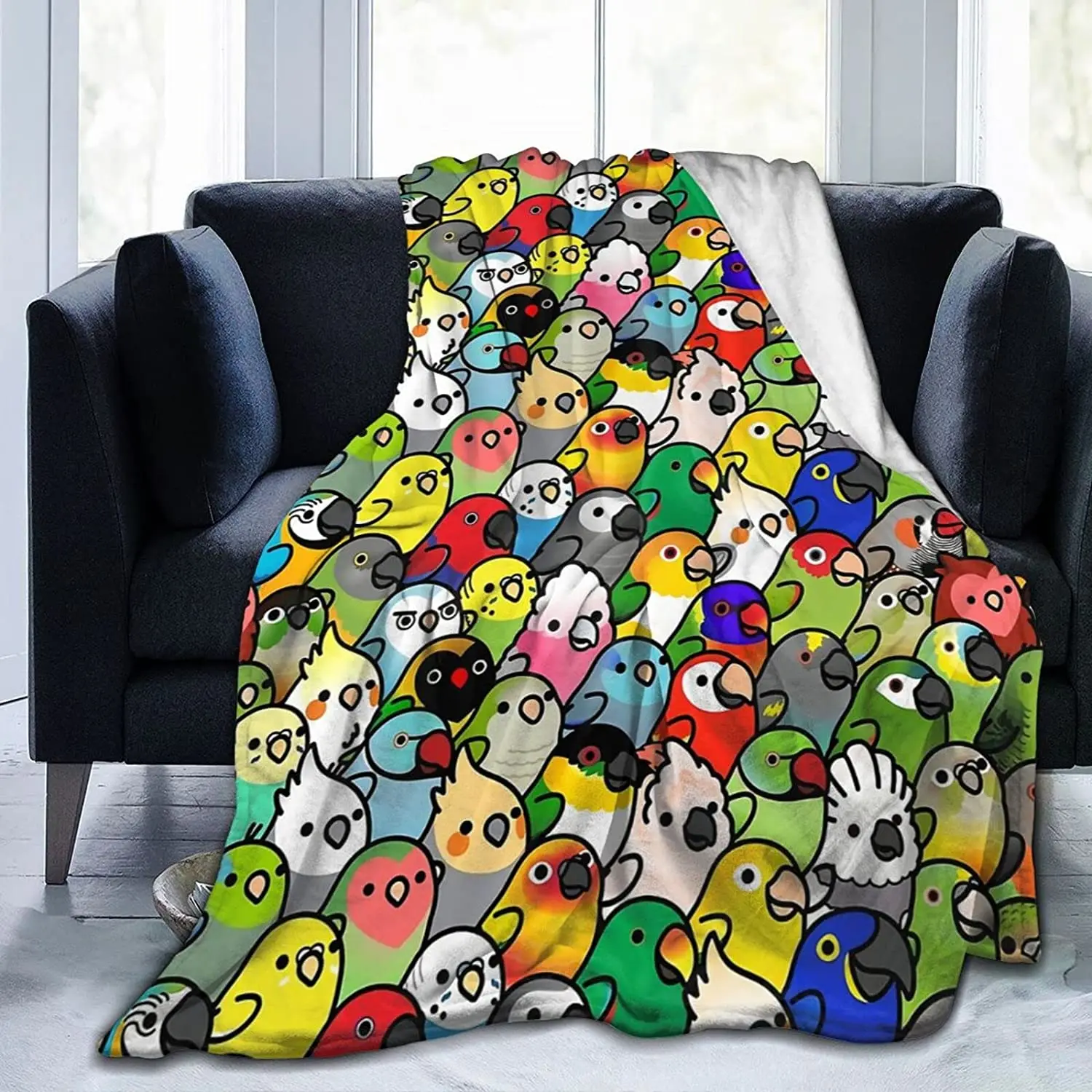 

Too Many Cartoon Parrot Throw Blanket Micro Plush All Season Fleece Tv Blankets for Bed Couch Sofa for Kids Teens Adults 60x80