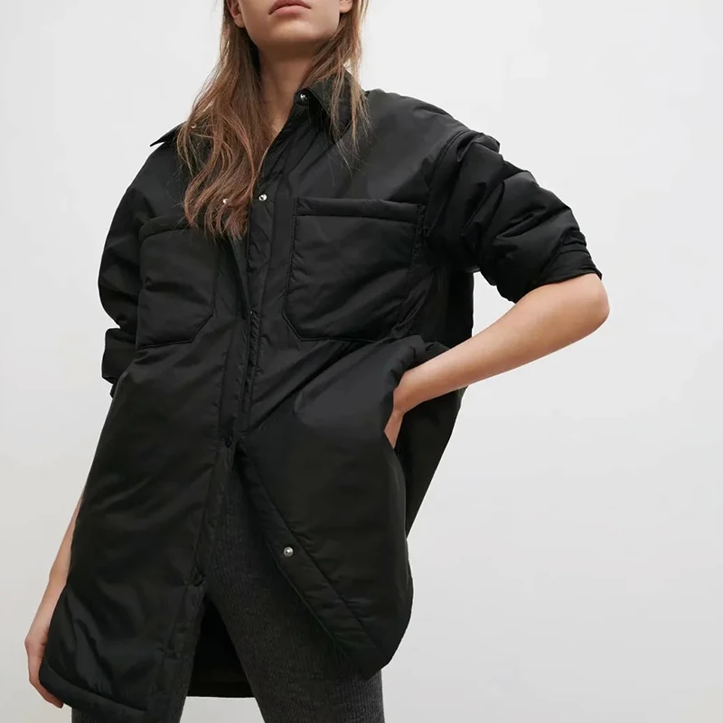Women's Shirts Jackets Thin Parkas Oversize Shirt Coats Femme Armygreen Outerwear Coats Bf Long Sleeve Khaki Coat