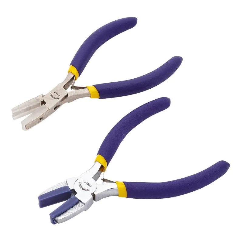 2Pcs Nylon Jaw Flat Nose Pliers with Non-Slip Comfort Grip Handle for DIY Beading Craft Jewelry Making Loop Forming Repair Tools