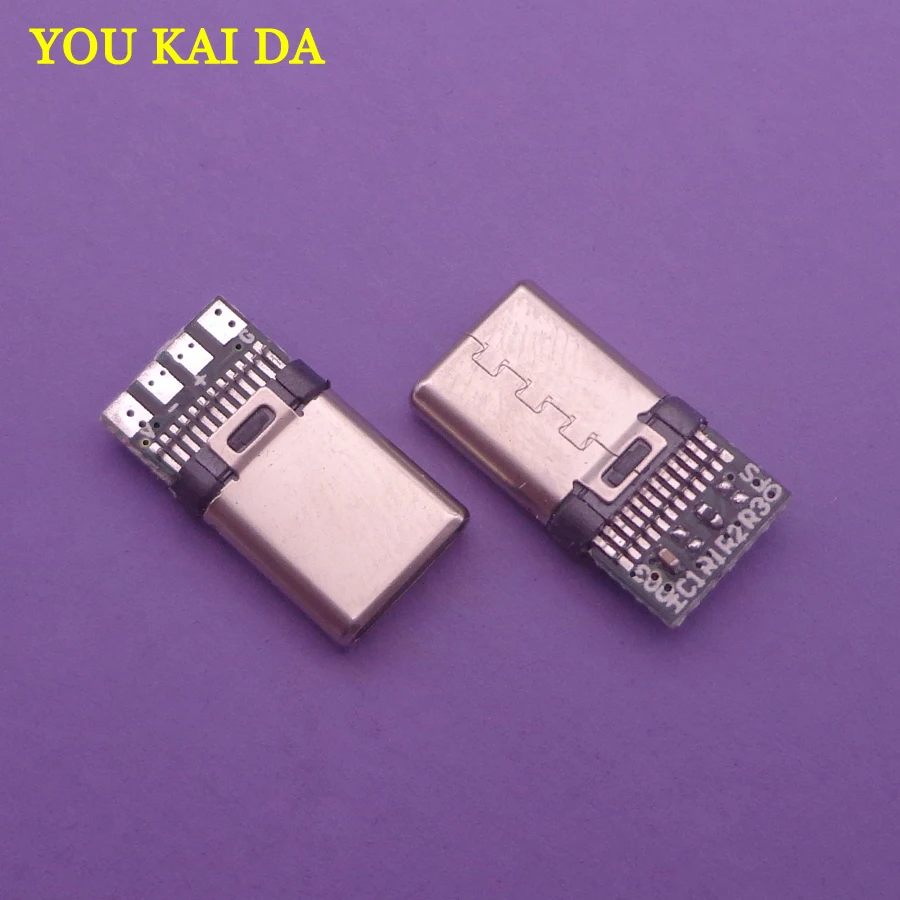 YUXI 1PCS USB 3.1 Type C Vertical Patch Board 16pin 4 /2Welding Wire Data  Band PCB USB Board Male Head 16P Usb C Connector - AliExpress