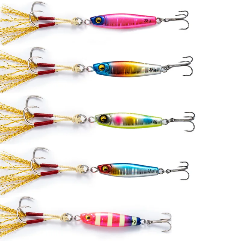 Feather Fishing Colorful Carbon Metal Jig Lure Spinning Spoon Artificial Bait Bass Hook of Minnow Sinking Casting Pesca Tackle 4