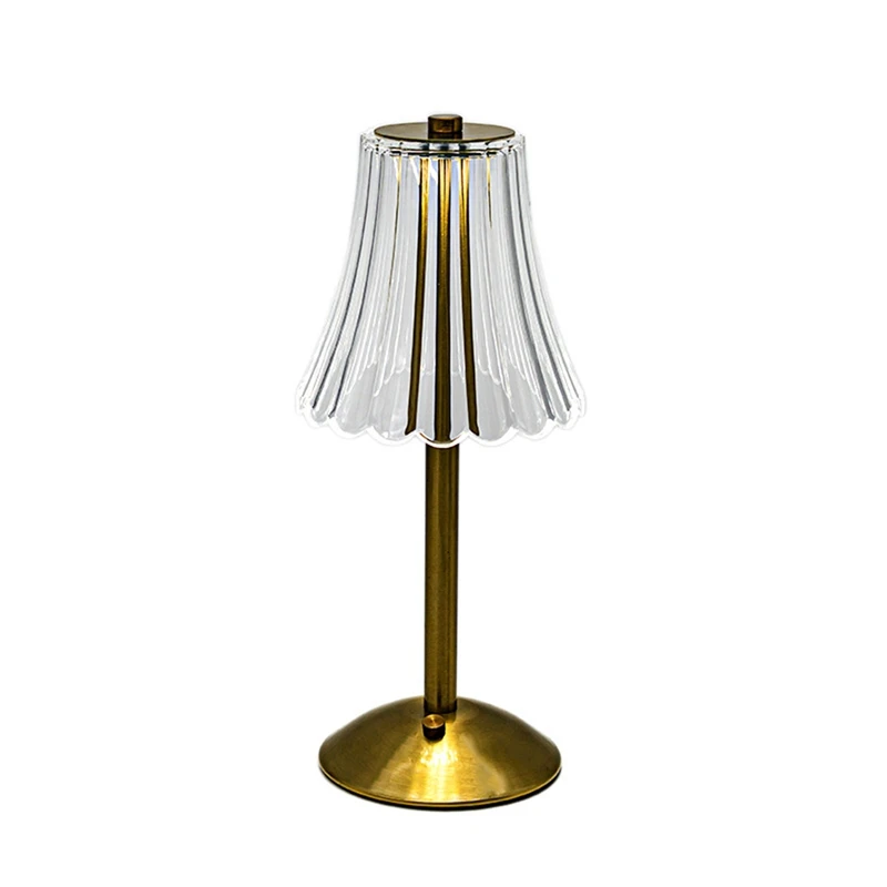

1Set LED Crystal Decorative Table Lamp 800Mah Rechargeable Atmosphere Night Light Gold For Restaurant Cafe