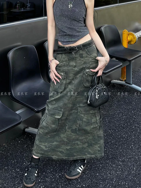 Fashion Camouflage Leather Skirt Leather Skirt Camo Jacket