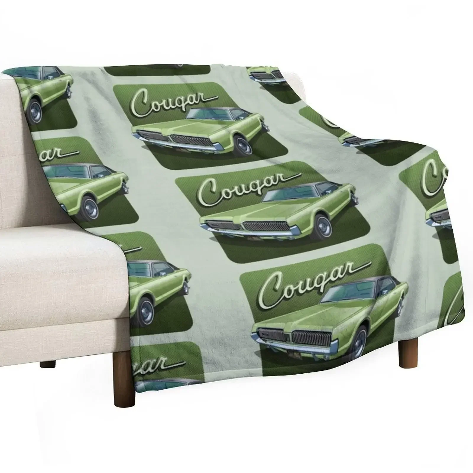 

1967 Mercury Cougar in lime frost Throw Blanket Flannels bed plaid Blankets