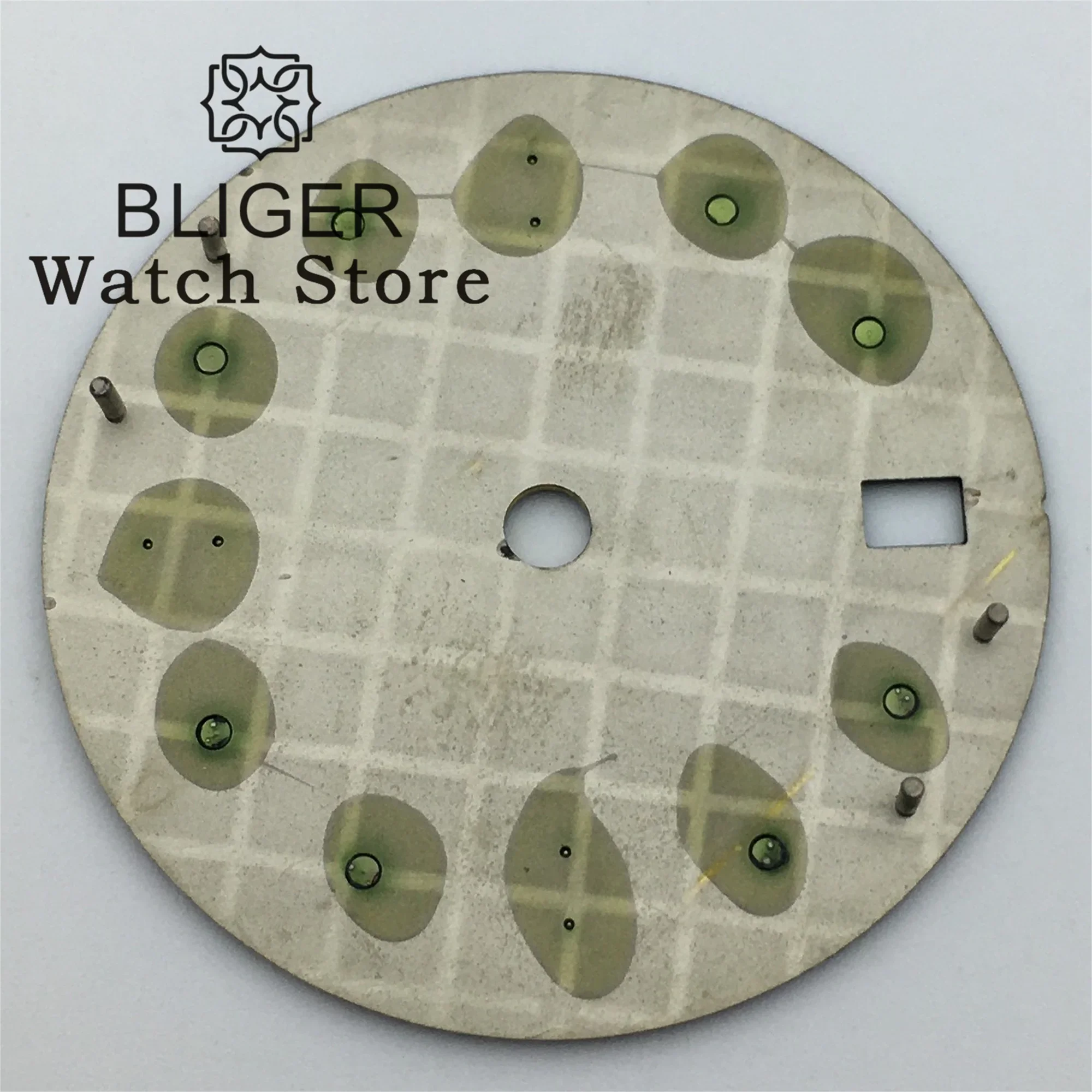 BLIGER 31mm NH34 Watch Dial Black Dial Fit GMT NH34 Movement Green Luminous