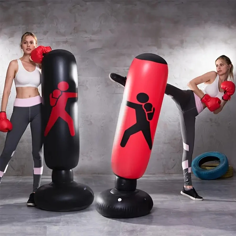 1 piece of 1.6m inflatable boxing sandbag, PVC thickened Taekwondo training column, used for fitness exercise and relaxation