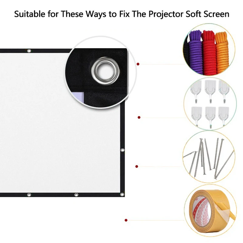 60 84 100 120 Inch 16:9 3:4 Portable Projector Screen Curtain HD Display Screen Home Cinema Theater Movie Home Outdoor Office projector screen,projection screen