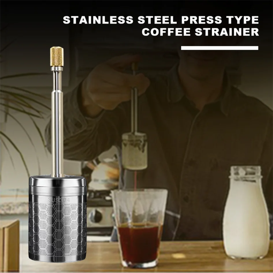 

Press Type Coffee Release Stirrer Reusable Coffee Mixer Stainless Steel Manual Cold Brew Portable Coffee Filter for Cups, Bottle