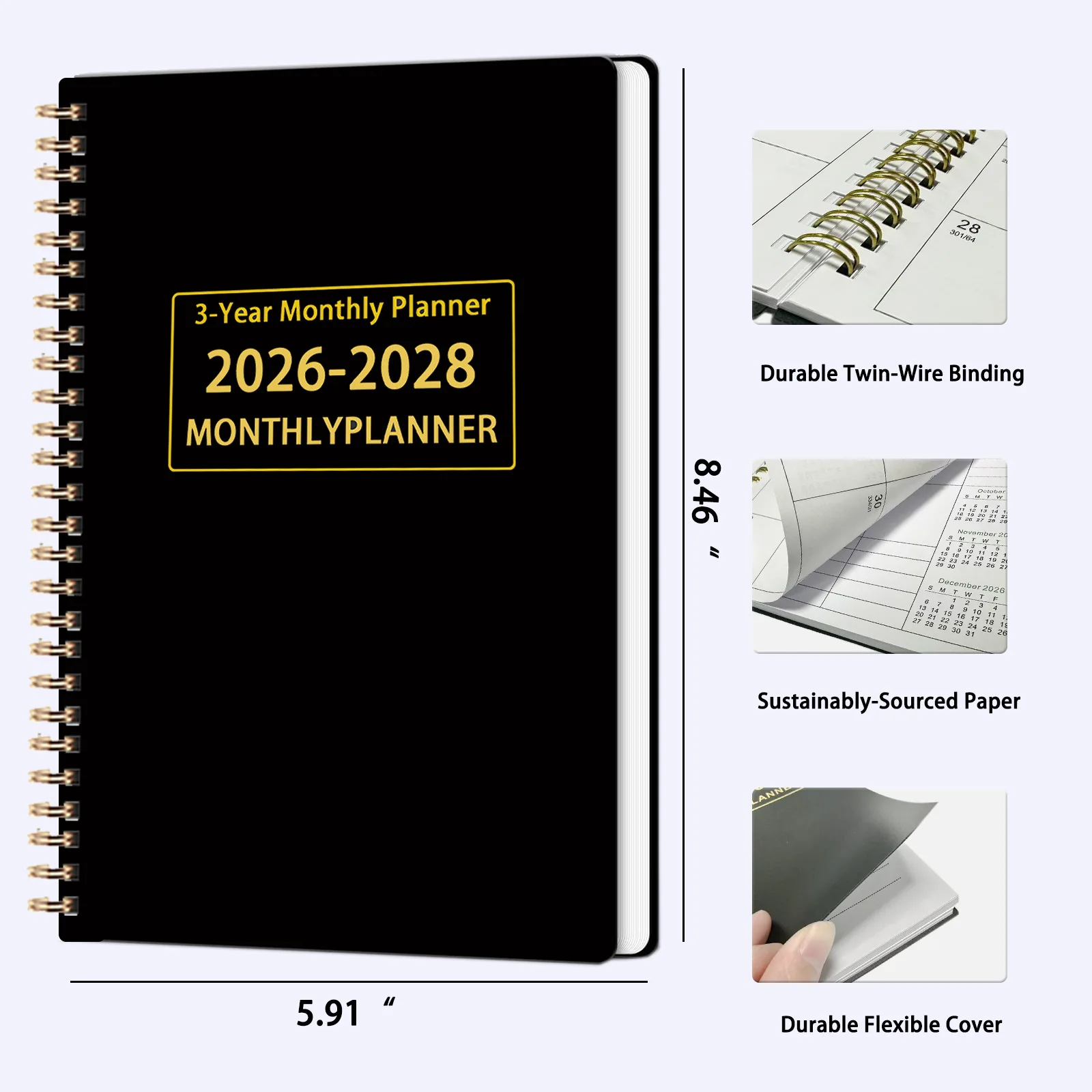 Enhanced A5 Monthly Planner & Calendar Book - 3-Year Edition