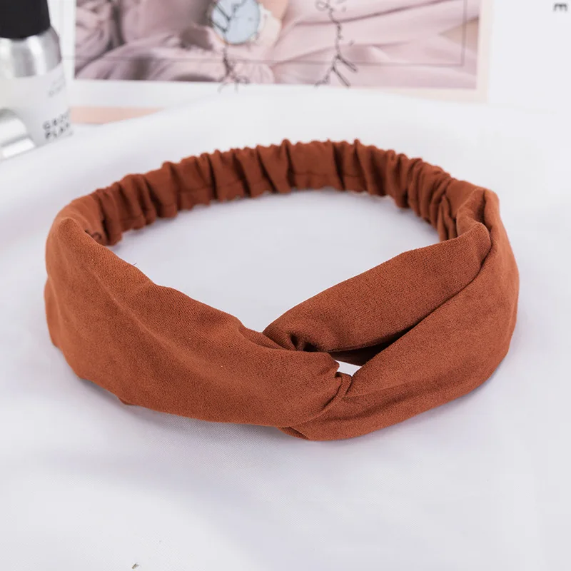 head wrap for women 2022 Girls Fashion Women Hair Bands Solid Color Suede Headbands Vintage Cross Turban Bandage Bandanas HairBands Hair Accessories head scarf bandana Hair Accessories