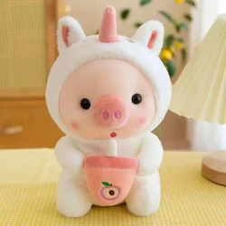 Adorable 9.8 Piglet Plush Toy with Boba Tea Pillow (499463-White)
